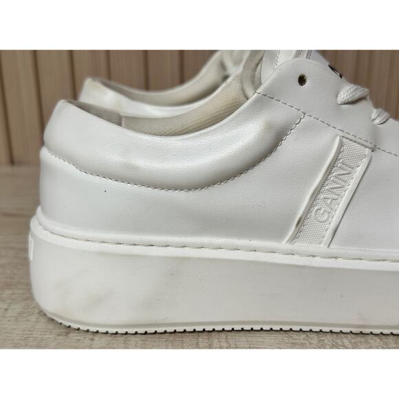 GANNI Women's Logo-Patch Low-Top White Sneakers Size IT 37/ 7 US - Picture 8 of 16